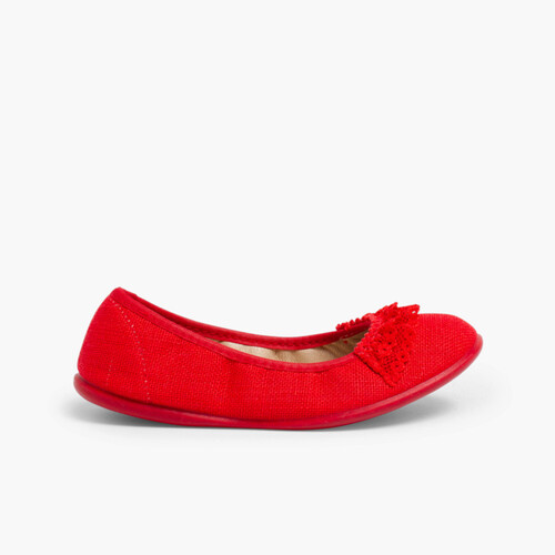 Ballerine Lino con Merletto Rosso