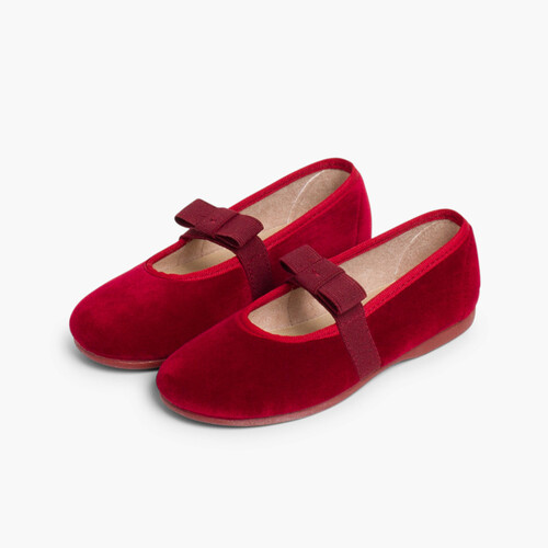 Ballerine velluto fiocco elastico Bordeaux