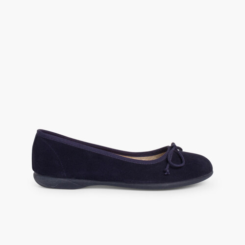 Ballerine Scarpe Scamosciate Nastro fino Blu