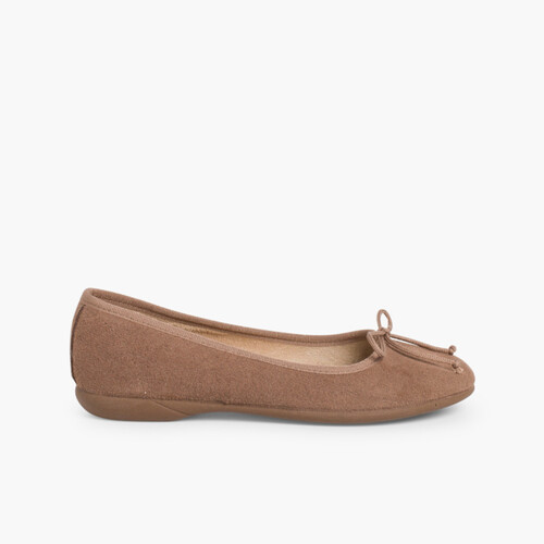 Ballerine Scarpe Scamosciate Nastro fino Taupe