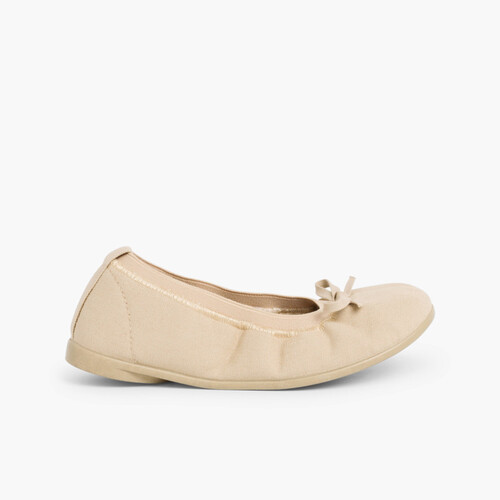 Ballerine Elastico Scarpe Tela Nastro Sabbia