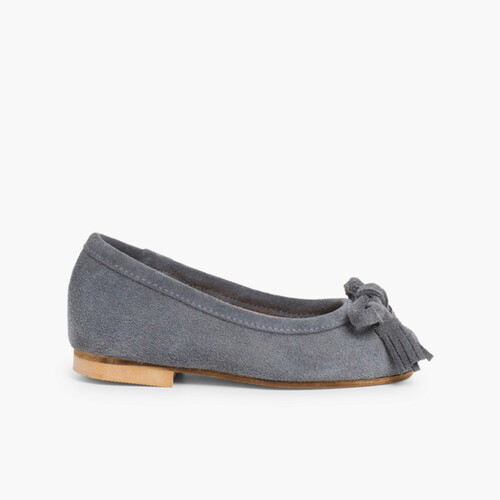 Ballerine Bambina Scarpe Scamosciate Grigio