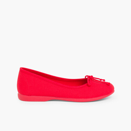 Ballerine Bambina Tela Laccetto  Rosso
