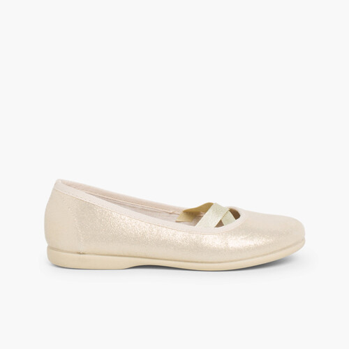Ballerine da bambina con brillantini Oro