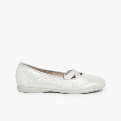 Ballerine da bambina con brillantini Argento