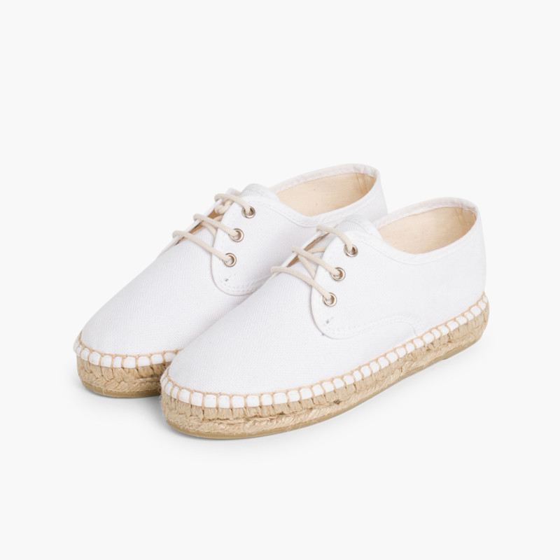 Blucher di tela con base espadrillas Bianco