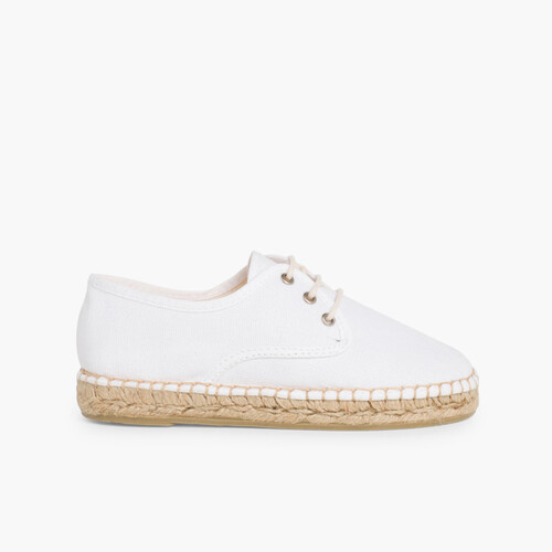 Blucher di tela con base espadrillas Bianco