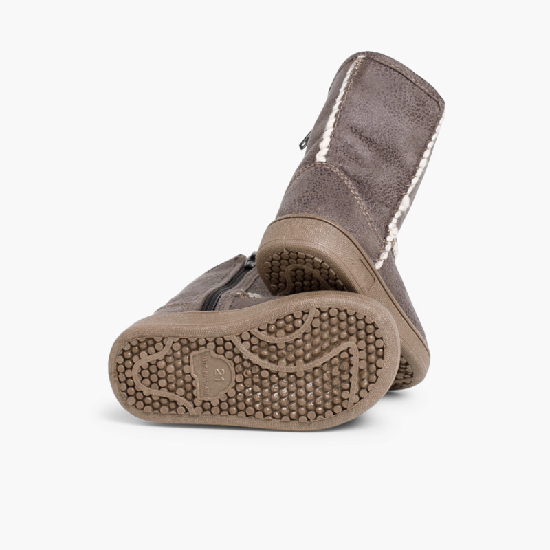 Stivali Australiani Conguitos Per Bambini In Pile - Modello Basso Unisex, Idrorepellenti, Colore Taupe