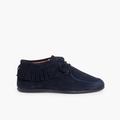 Stivaletti indianini con frange per bambini e donna  Blu