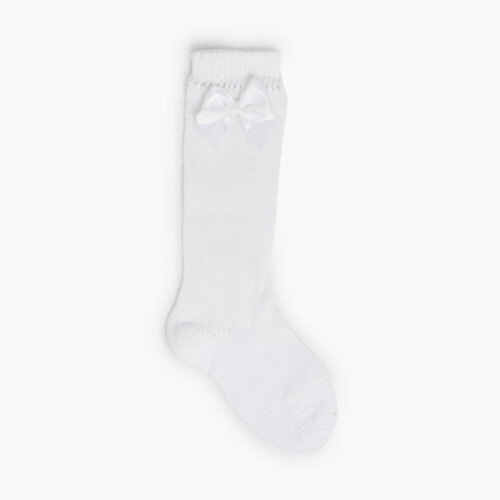 Calzini alti Condor Perl con fiocco Bianco