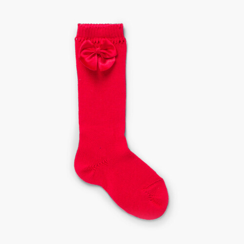 Calzini alti Condor Perl con fiocco Rosso