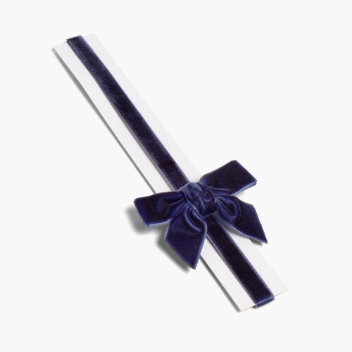 Cerchietto elastico di velluto con fiocco  Blu