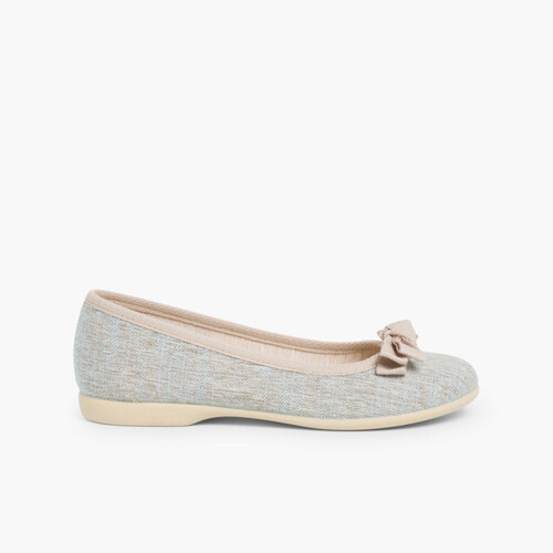 Ballerine Bambina & Donna Lino con Fiocco Azzurro