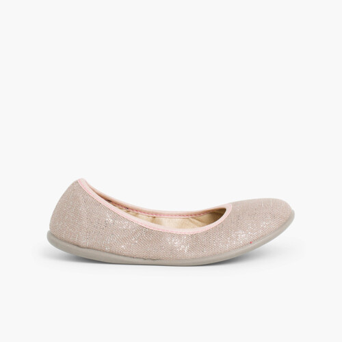 Ballerine di Lino Metallizzato Rosa Pastello