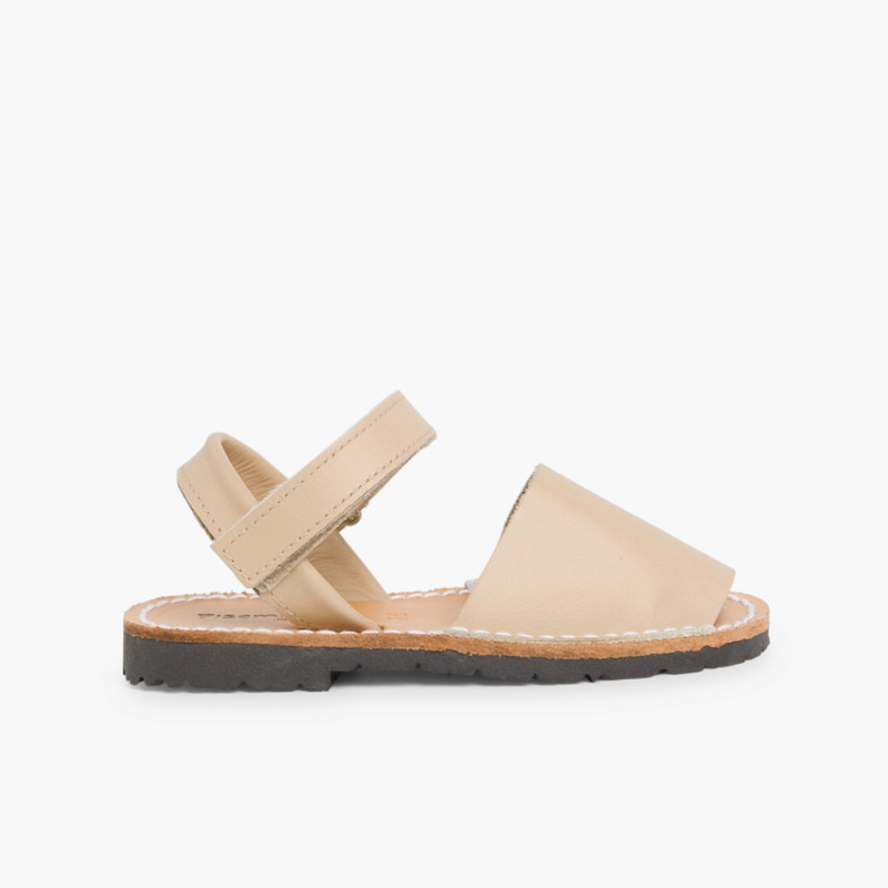 Sandali Minorchine Bambini  Avarcas nappa chiusura a strappo Sabbia