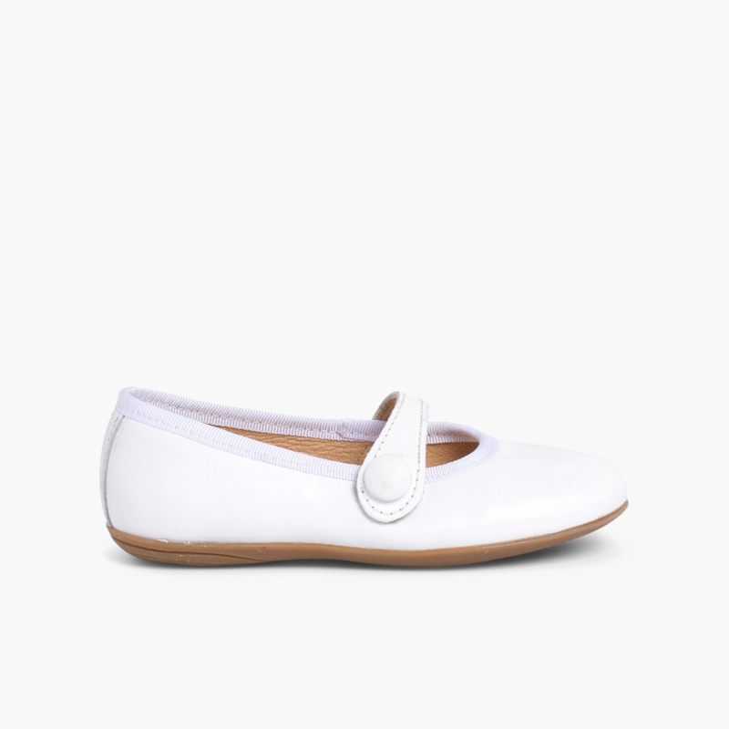 Scarpine Bambina Pelle Comunione Bianco