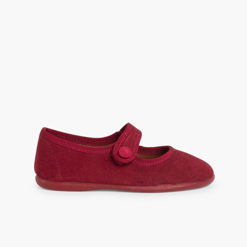 Scarpe bambina scamosciate chiusura a strappo Bordeaux