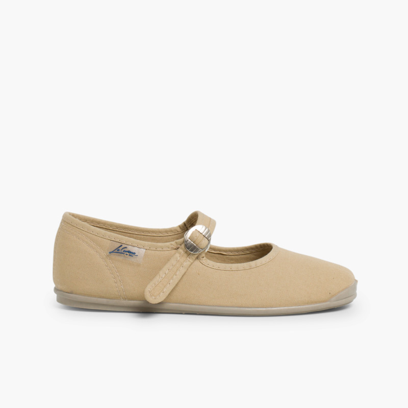 Scarpe Bambina Tela La Cadena Beige