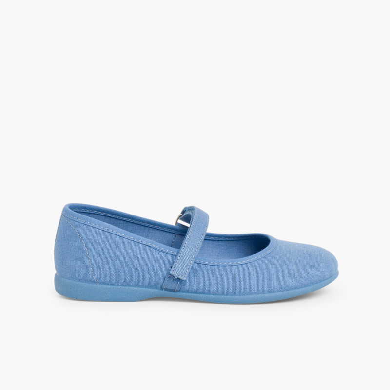 Scarpe Bambina Tela chiusura a strappo fino Azzurro Hostess
