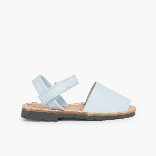 Sandali Minorchine Bambini  Avarcas nappa chiusura a strappo Cielo Blu
