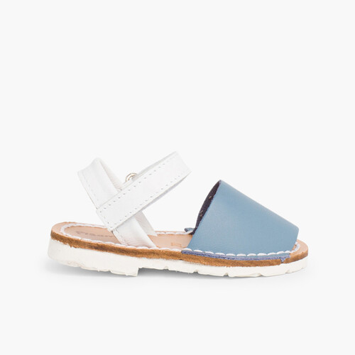 Minorchine bambini chiusura a strappo nappa Edizione Speciale suola bianca Azzurro Hostess