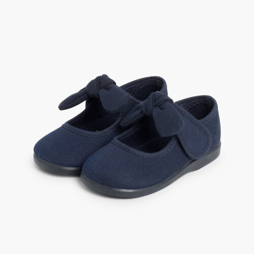 Scarpe con Cinturino a Fiocco Tela chiusura a strappo Blu