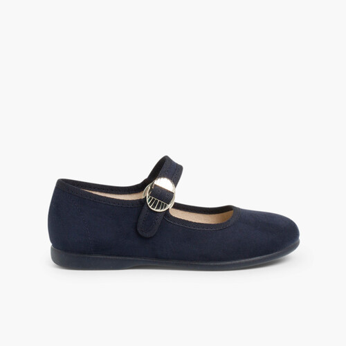 Scarpe con Cinturino in tessuto effetto camoscio  Blu