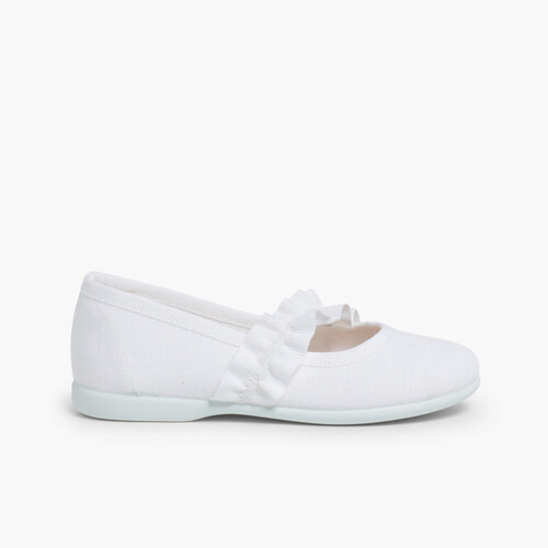 Scarpe con Cinturino Elastico Largo Bianco