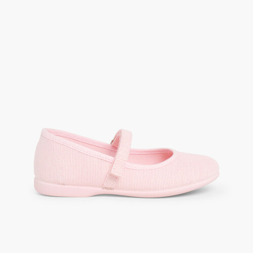 Scarpe Bambina di Lino chiusura a strappo fino Rosa