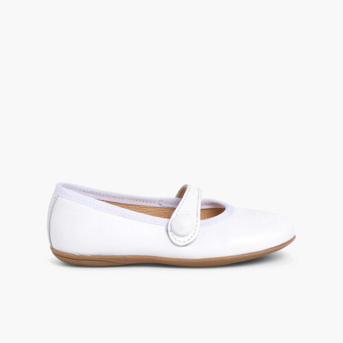 Scarpine Bambina Pelle Comunione Bianco