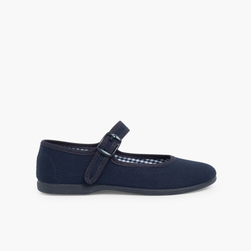 Scarpe Ballerine cinturino Bambina Tela Fibbia Taglie Grandi Blu