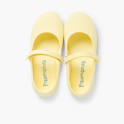 Scarpe Bambina Tela chiusura a strappo fino Giallo limone