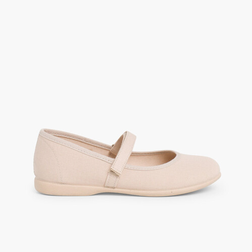 Scarpe Bambina Tela chiusura a strappo fino Sabbia
