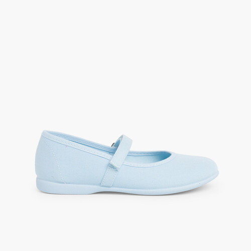 Scarpe Bambina Tela chiusura a strappo fino Cielo Blu