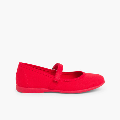 Scarpe Bambina Tela chiusura a strappo fino Rosso