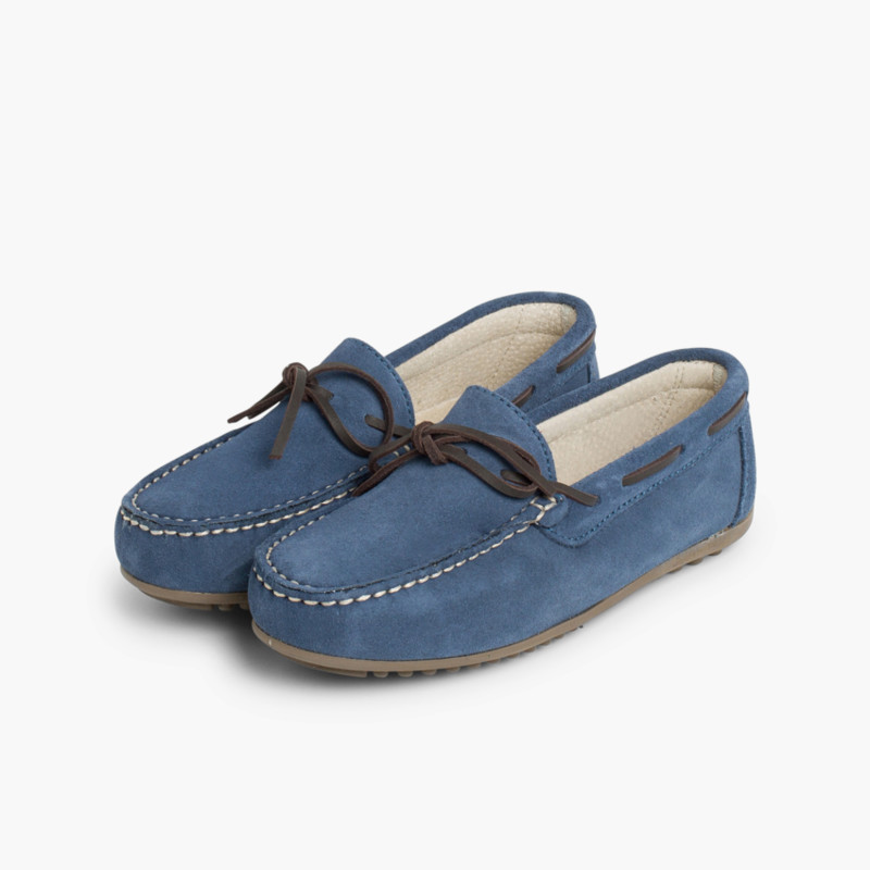 Mocassini bambino scamosciati con lacci Pisamonas