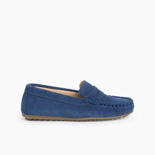 Mocassini Bambino Scamosciato Mascherina Blu jeans