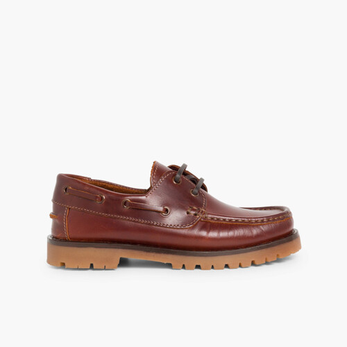 Scarpe tipo da Barca Bambini Lacci  Marrone