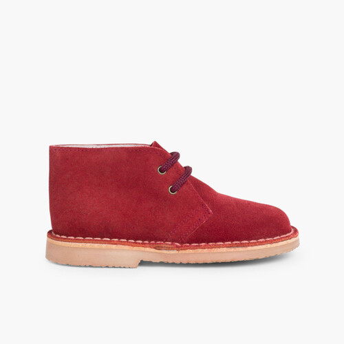 Polacchini Bambini Stivali Safari Lacci Bordeaux