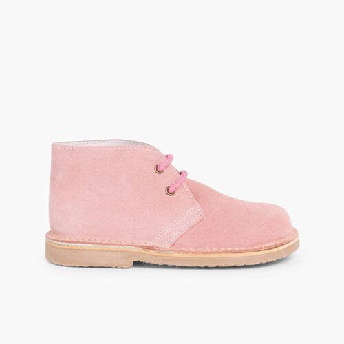 Polacchini Bambini Stivali Safari Lacci Rosa pallido
