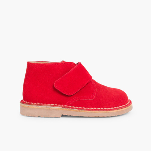 Polacchini Bambini Stivaletti Safari chiusura a strappo Rosso