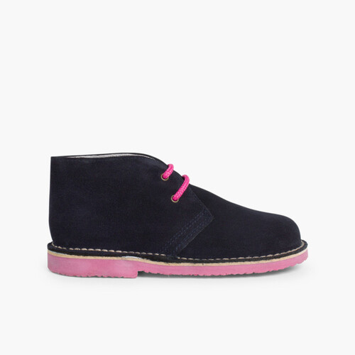 Polacchini suola e lacci colorati  Blu e fucsia