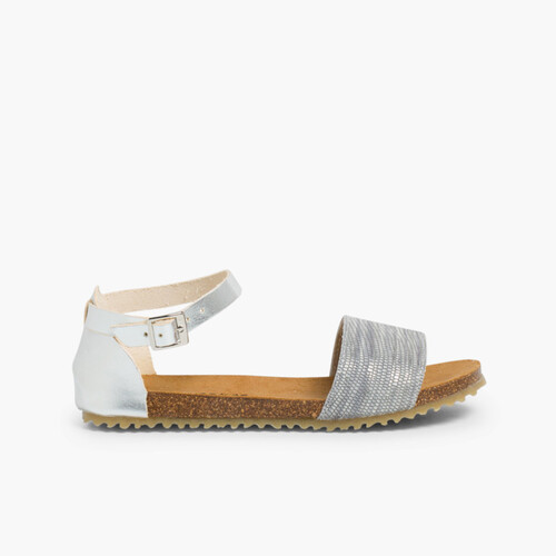 Sandali Bio Effetto Serpente Grigio Argento