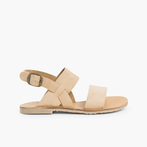 Sandali Nabuk Stringhe Larghe  Beige