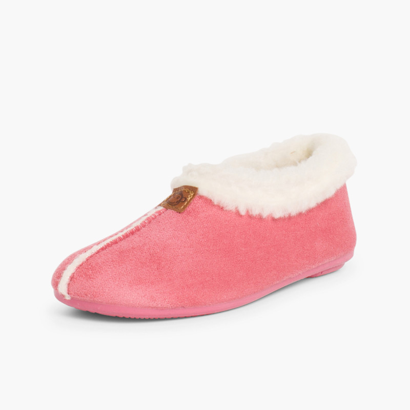 Pantofole Finto Camoscio Fodera tipo Agnello Rosa