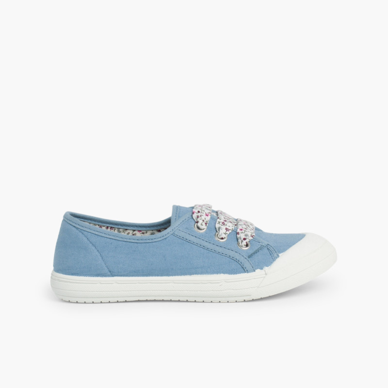 Scarpe tela punta gomma lacci  Azzurro