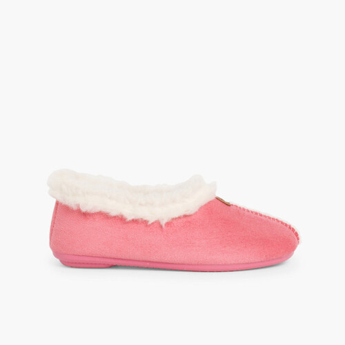 Pantofole Finto Camoscio Fodera tipo Agnello Rosa
