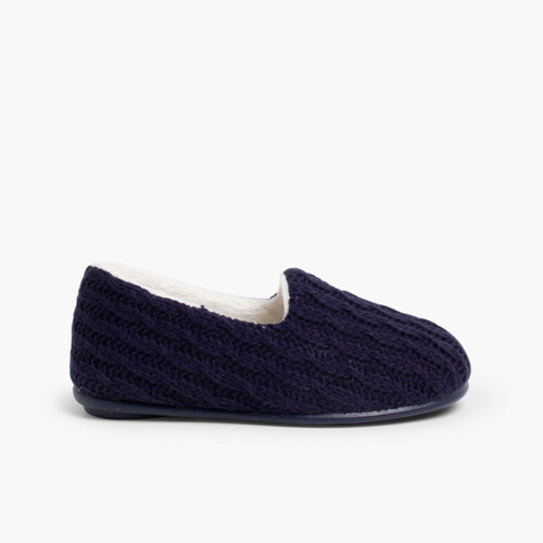 Pantofole casa bambini Lana  Blu