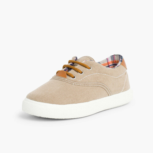 Scarpe contrasto di tela e lacci Sabbia