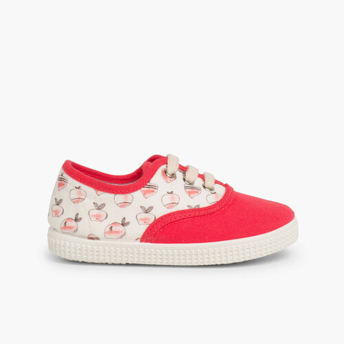Sneakers lacci tela animal print Corallo